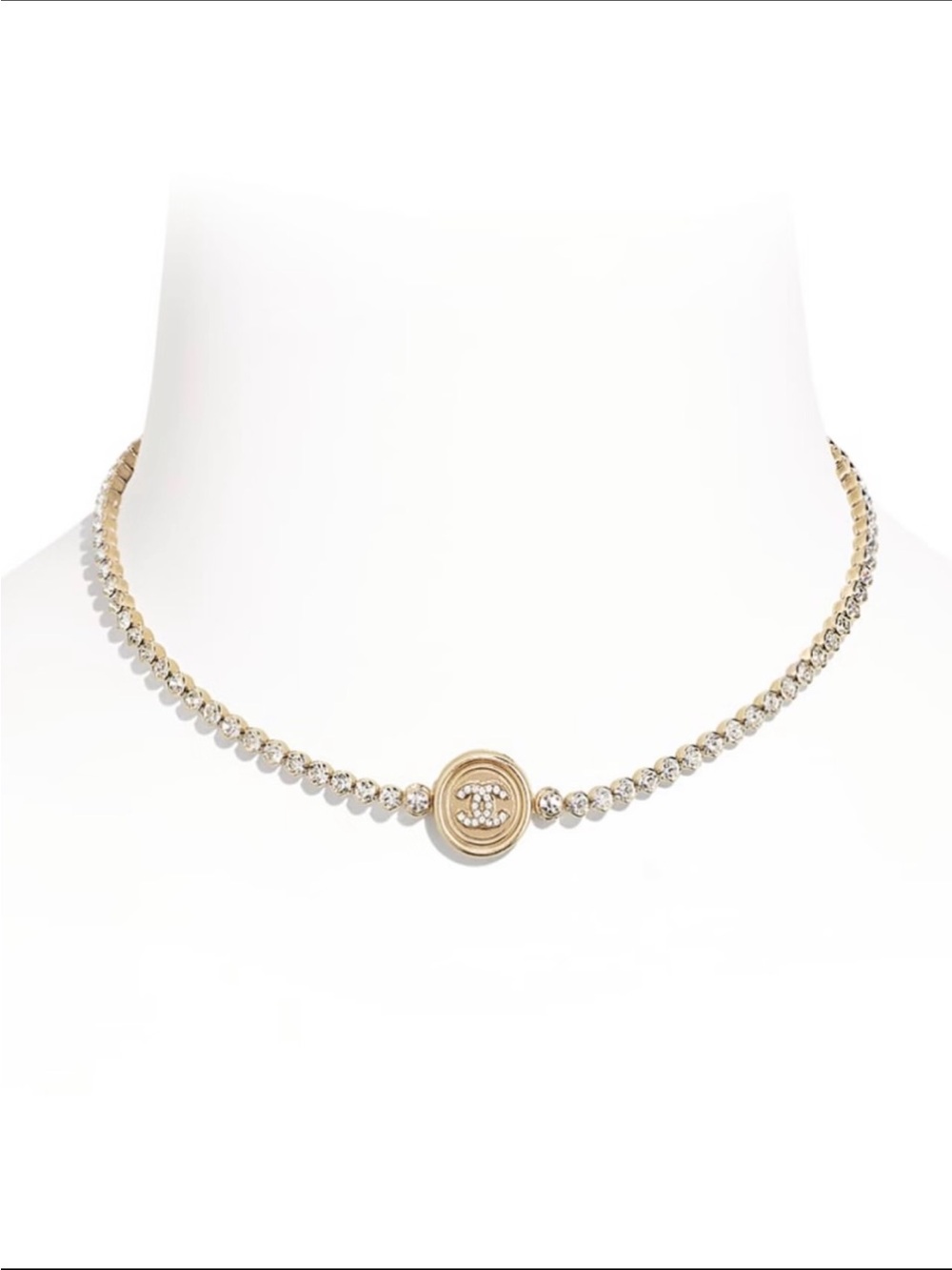 CHANEL Gold-Tone Crystal Choker Necklace
